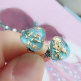 Fashion Sequins Heart Shape Charm Ear Stud Earrings Women Banquet Jewelry Gift