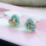 Fashion Sequins Heart Shape Charm Ear Stud Earrings Women Banquet Jewelry Gift