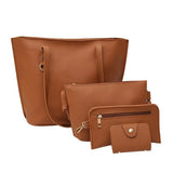 top brand women handbag 4Pcs Litchi Pattern PU