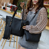 top brand women handbag 4Pcs Litchi Pattern PU