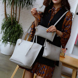 top brand women handbag 4Pcs Litchi Pattern PU