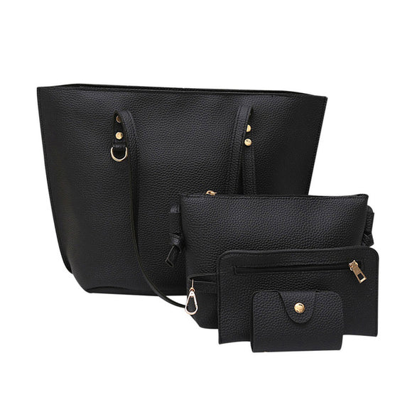 top brand women handbag 4Pcs Litchi Pattern PU